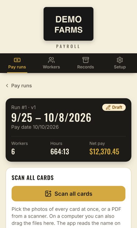 The payroll app on a phone